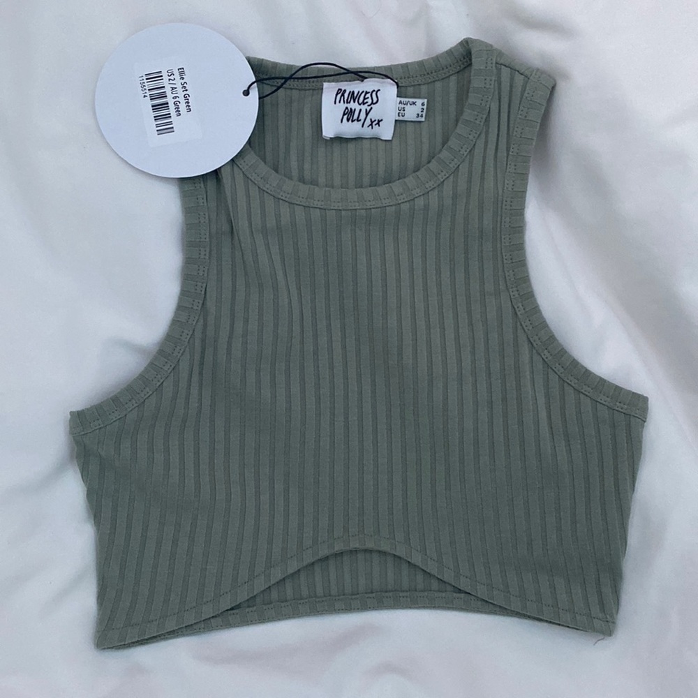 NWT Princess Polly Sage Green Cropped Top